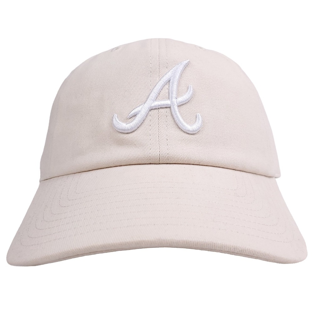 Atlanta Braves Mitchell & Ness MLB Dad Hat Cap Embroidery 3D Logo Cream New